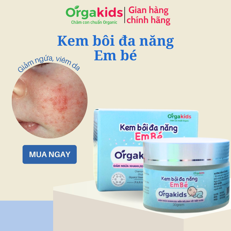 Kem bôi đa năng cao cấp cho bé Orgakids giảm ngứa nhanh, dịu mẩn đỏ lành vết trầy xước, làm mềm da trẻ nhỏ - lọ 30g
