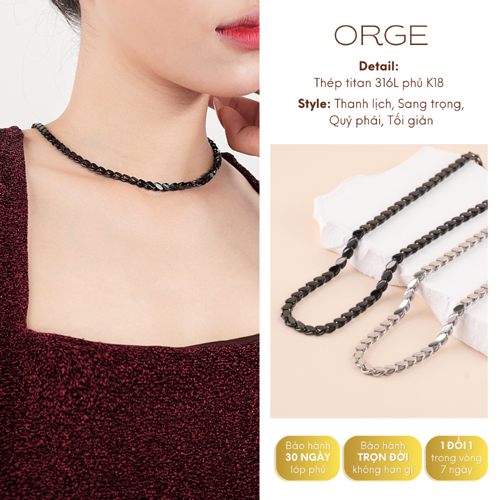 Dây chuyền titan không gỉ Orge unisex, vòng cổ trơn cá tính NACY N1201
