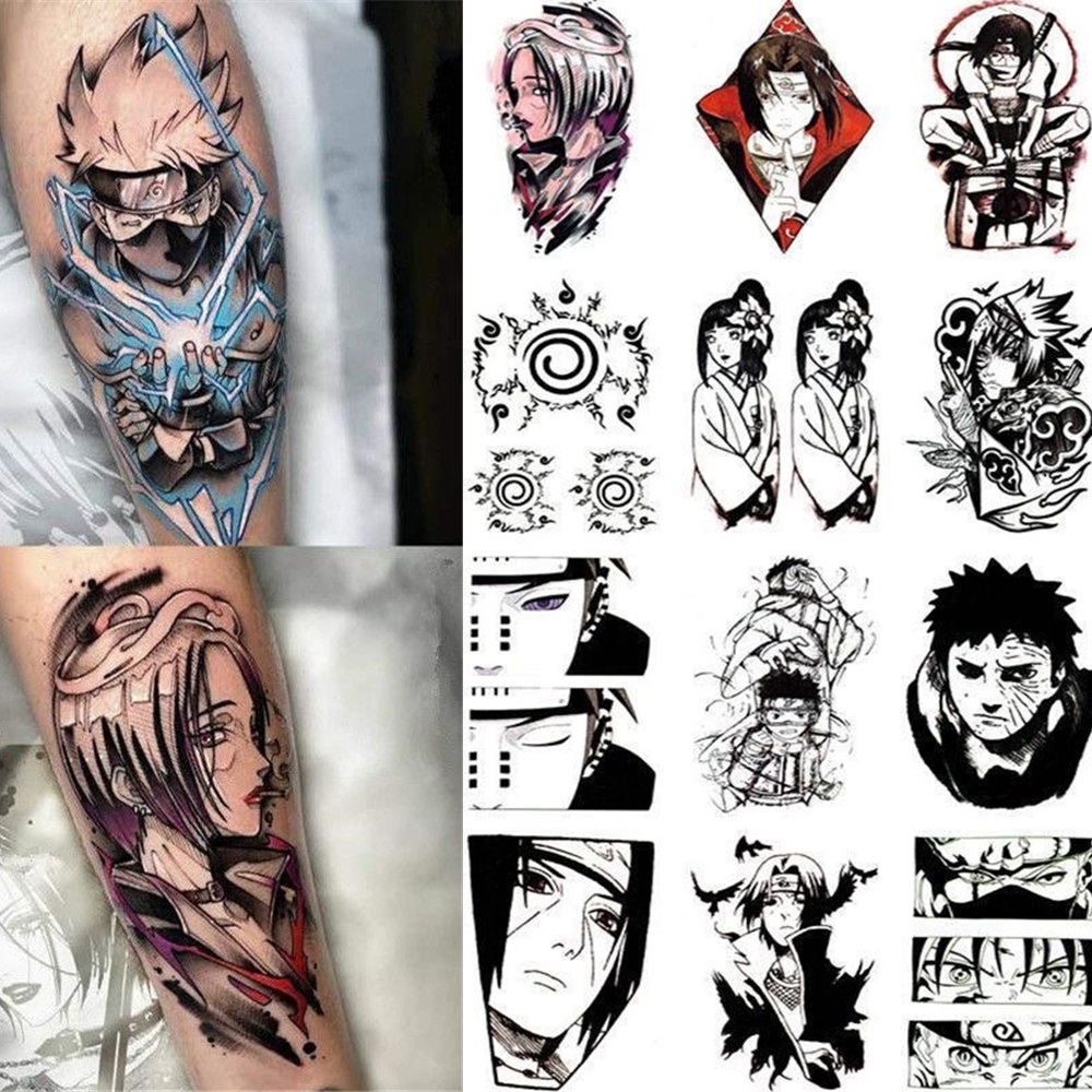Set 2 Hình Xăm Dán Naruto Anime Lên Hình Liền, Chống Nước