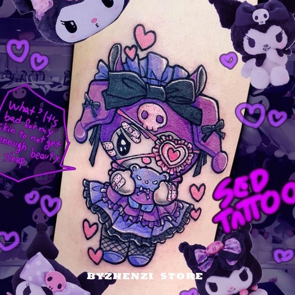 [Đặt từ 2 hình xăm] Hình Xăm Dán Kuromi Dễ Thương Lên Hình Liền, Chống Nước