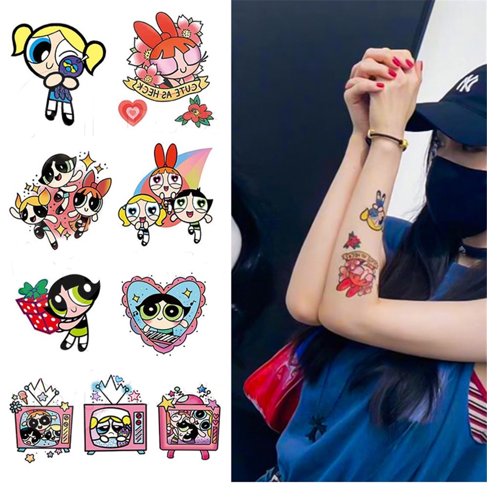 Set 2 Hình Xăm Dán Hoạt Hình Lên Hình Liền, Chống Nước