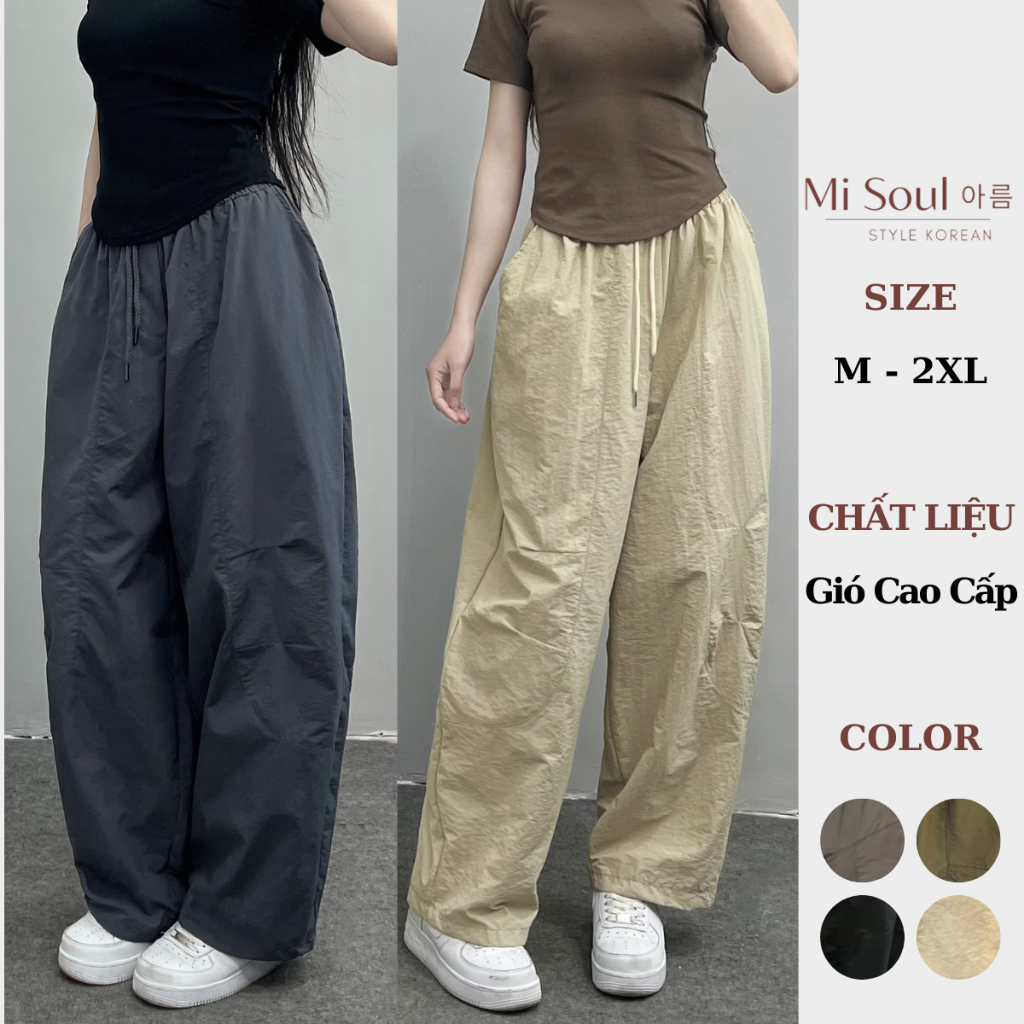 Quần Harem Parachute Pants BigSize MiSoul,Quần Gió Nhăn 2 túi Dáng Thụng MiSoul 254