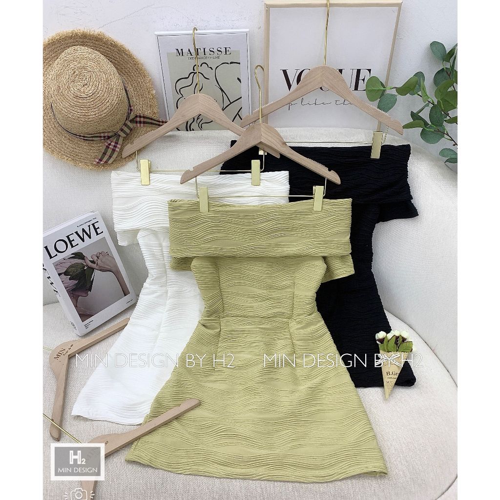 Váy xốp sóng ngang vai dáng ngắn sexy