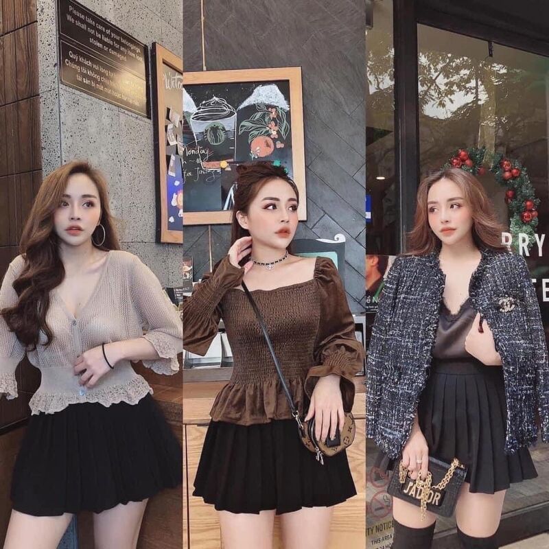 Chân váy xếp ly to dáng ngắn hàng đẹp 40-45kg