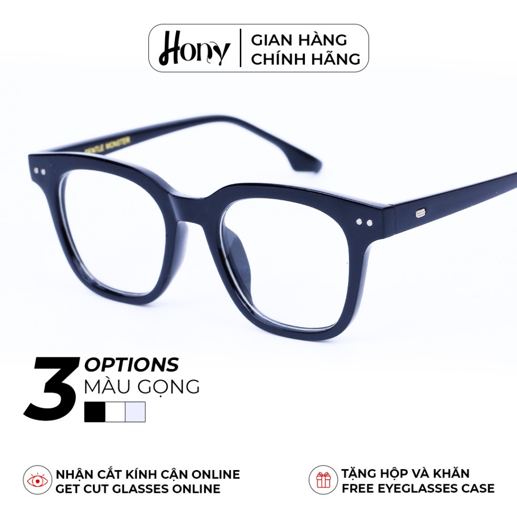 Mắt kính Unisex thời trang HONY - Gọng kính vuông nhựa cứng bo tròn cách điệu thời trang