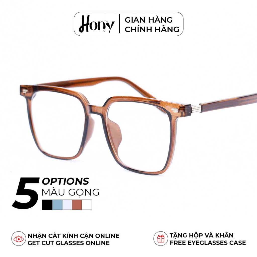 Mắt kính Unisex thời trang HONY - Gọng kính vuông nhựa cứng phong cách
