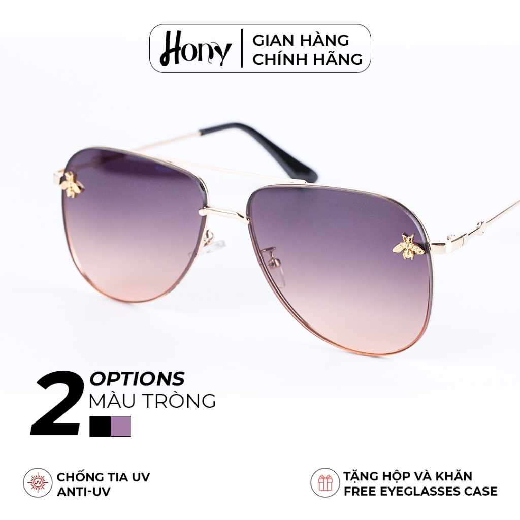 Kính râm Nữ thời trang Hony, tròng kính đính hoa văn độc đáo