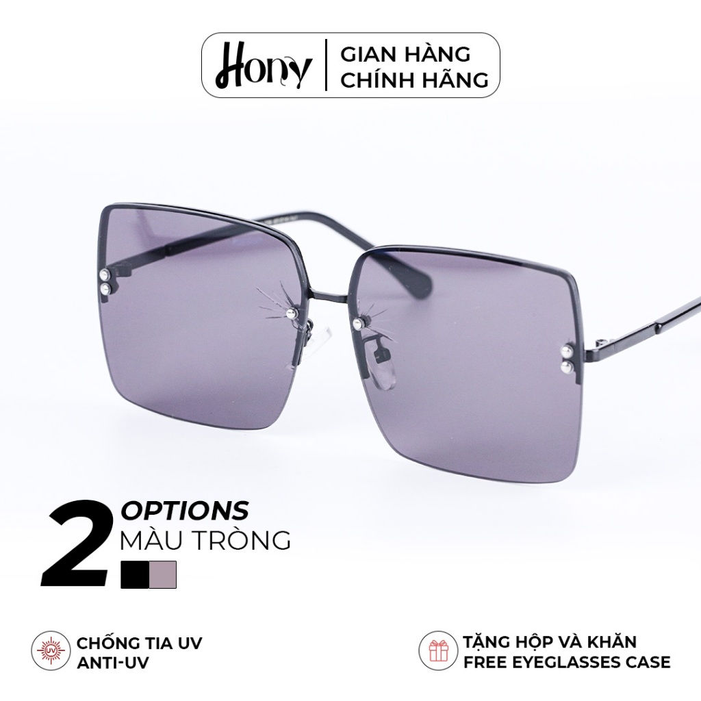 Kính râm Nữ thời trang HONY, tròng vuông nửa gọng cá tính