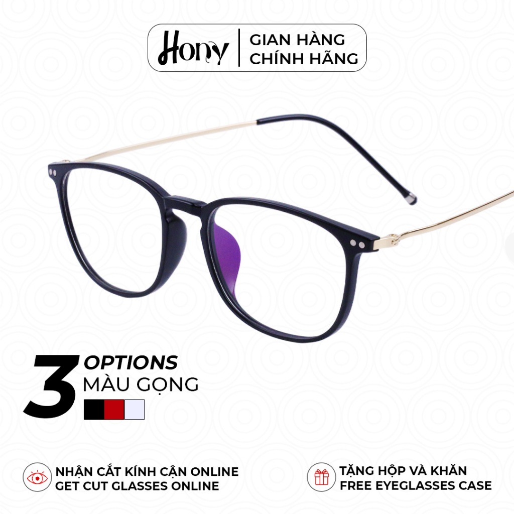 Mắt kính Unisex thời trang HONY - Gọng tròn bầu gọng tăm nhỏ cá tính