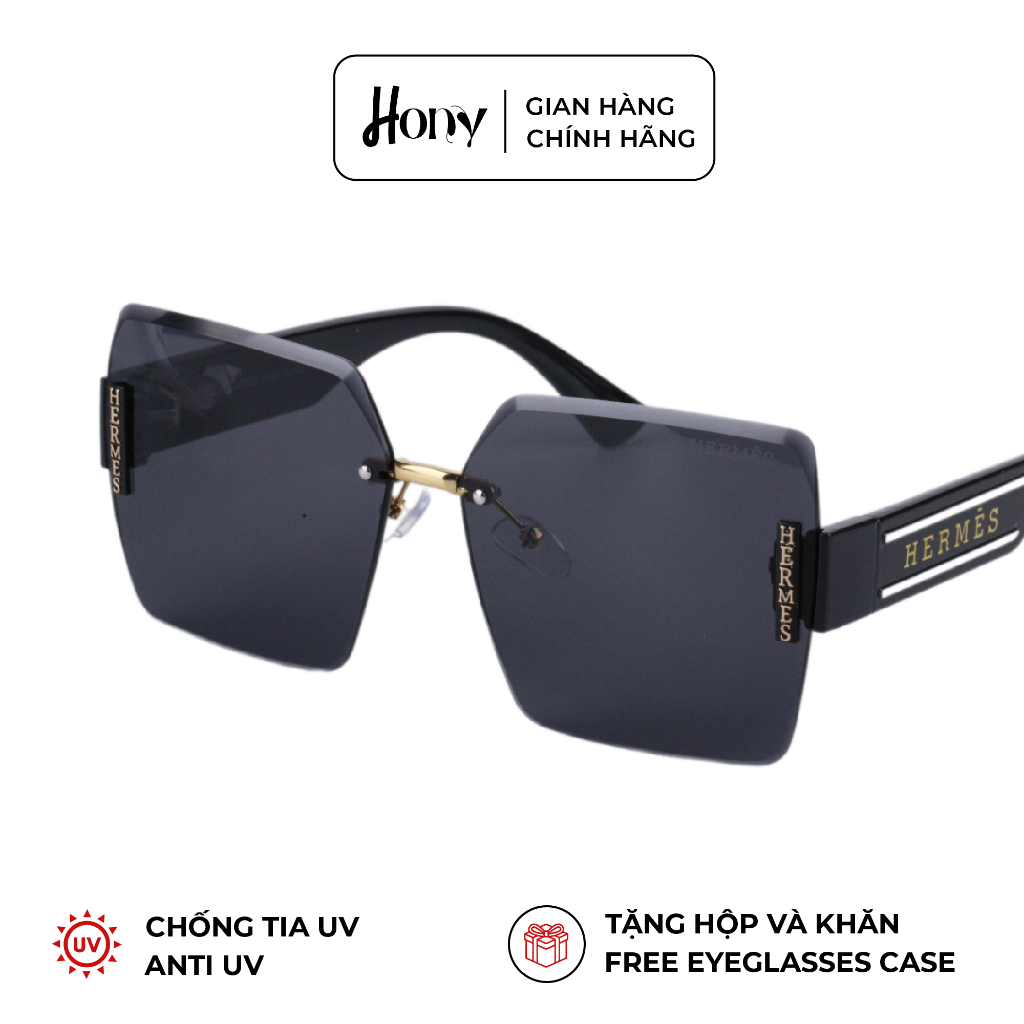 Kính râm Nữ thời trang HONY, tròng không viền cách điệu vintage