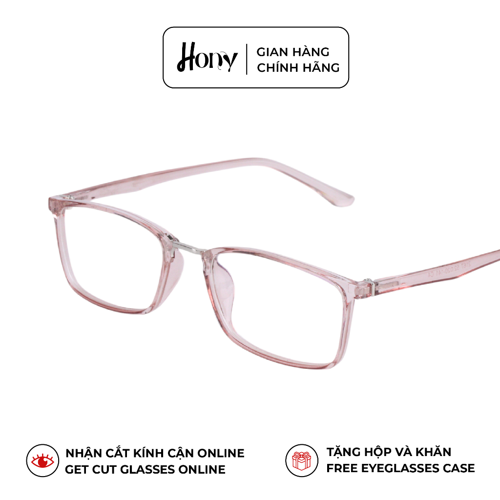 Mắt kính Nữ thời trang HONY - Gọng nhựa TR90 hồng càng siêu dẻo bền bỉ A1