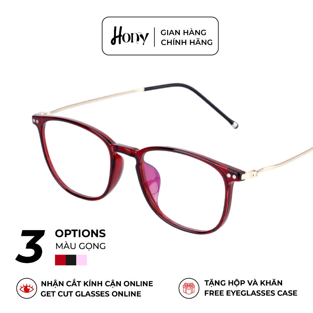 Mắt kính Nữ thời trang HONY - Gọng nhựa phối kim loại càng mỏng cá tính