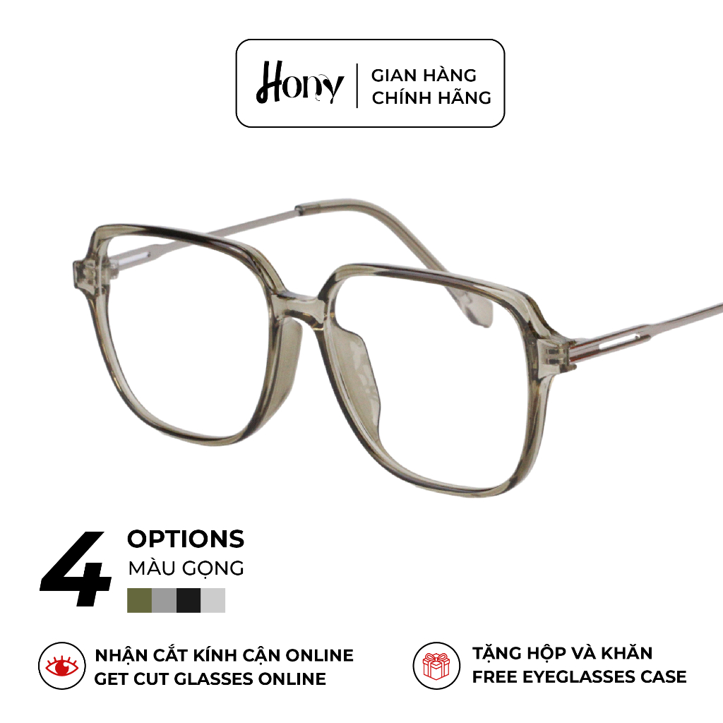 Mắt kính Unisex thời trang HONY - Gọng Acetate dáng vuông bo tròn thời trang