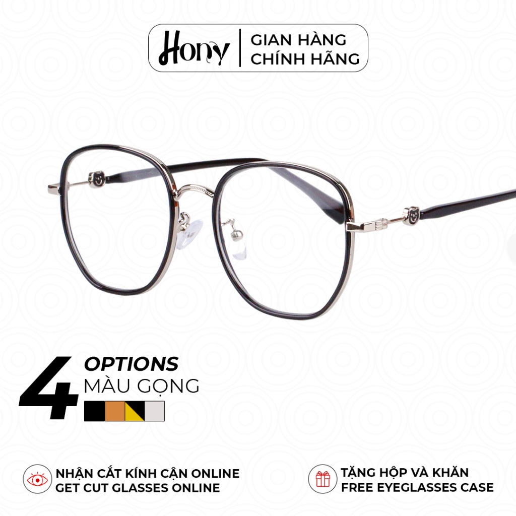 Mắt kính Nữ thời trang HONY - Gọng Acetate dáng tròn càng cách điệu gấu dễ thương