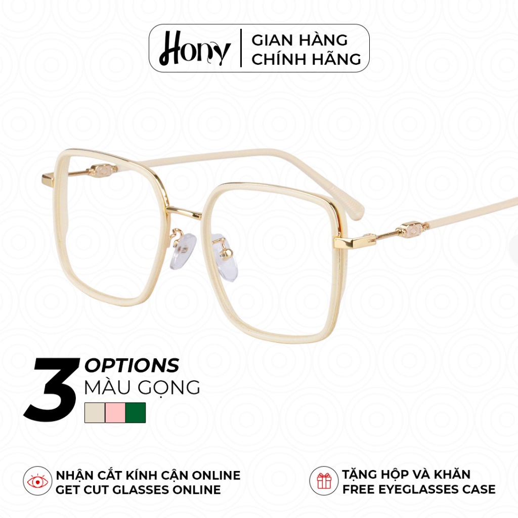 Mắt kính Unisex thời trang HONY - Gọng Acetate cao cấp form vuông cá tính