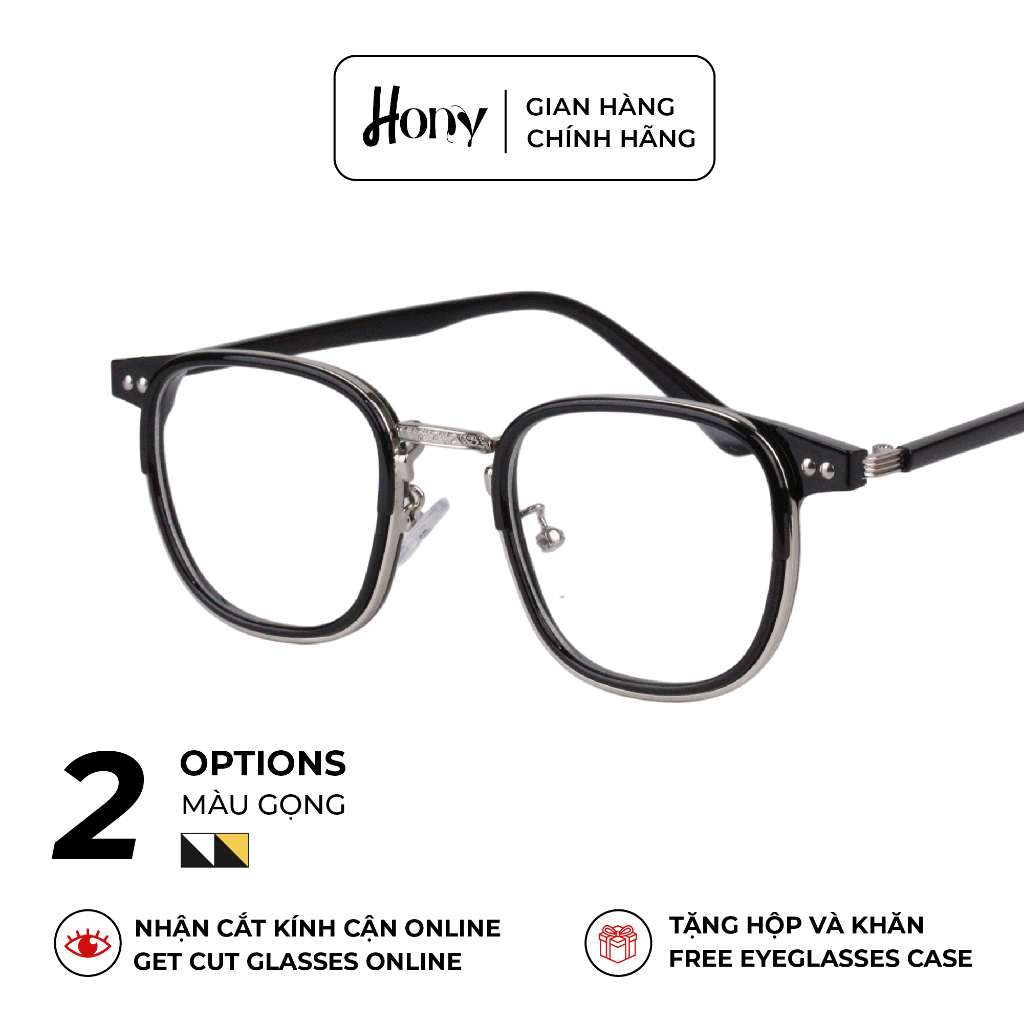 Mắt kính Unisex thời trang HONY - Gọng Acetate dáng vuông bo tròn cách điệu