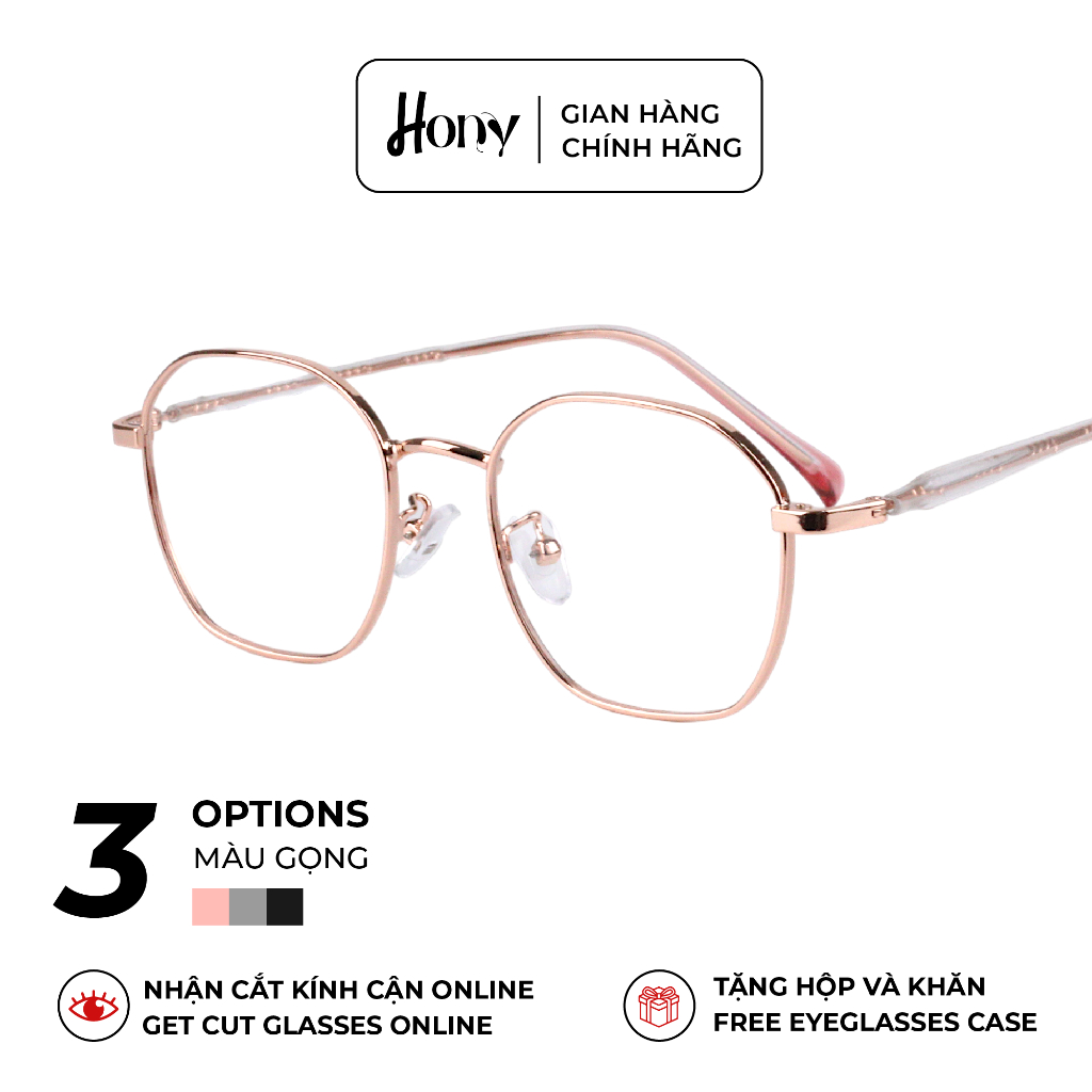 Mắt kính Unisex thời trang HONY - Gọng hợp kim cao cấp đa giác thời trang