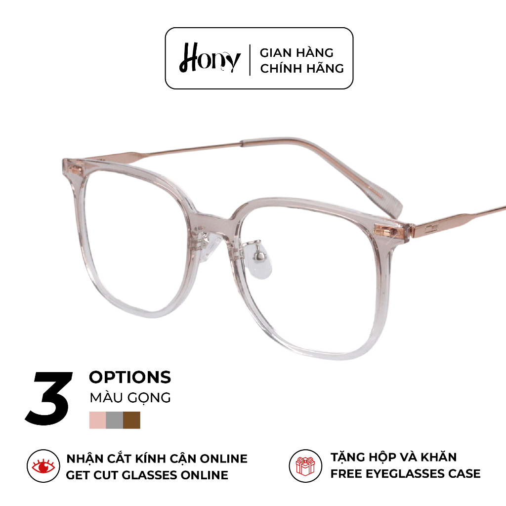 Mắt kính Unisex thời trang HONY - Gọng Acetate dáng vuông bo tròn mẫu mới cá tính
