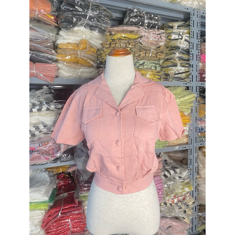 áo sơ mi nữ tay ngắn cổ vest nhiều màu thiết kế kiểu dáng thời trang - Áo croptop cổ vest