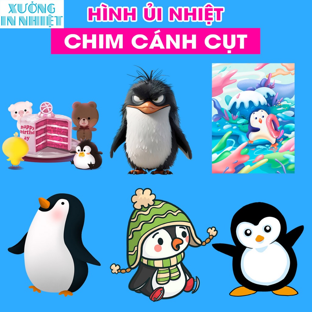 (Hình Ủi - Hình Ép Nhiệt Quần Áo) Hình Ủi Chim Cánh Cụt, Có In Theo Yêu Cầu 3