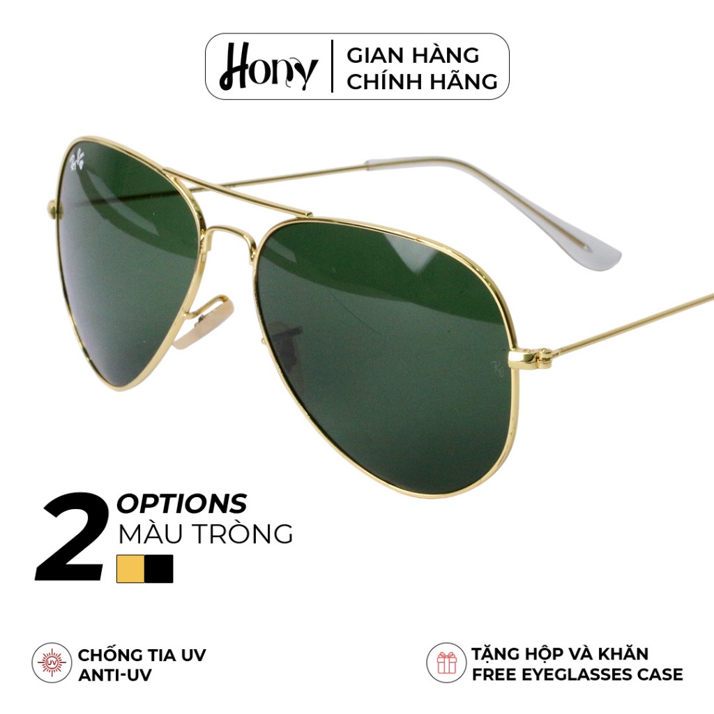 Kính râm Nam thời trang HONY, tròng xanh rêu khung kim loại cao cấp