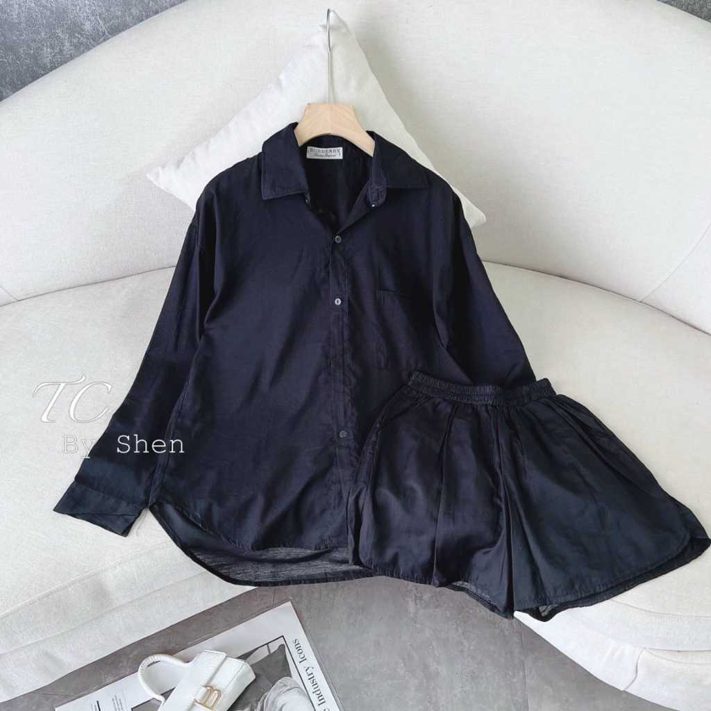 Sét bộ Áo sơ mi đũi dài tay nhiều màu quần đùi cá tính