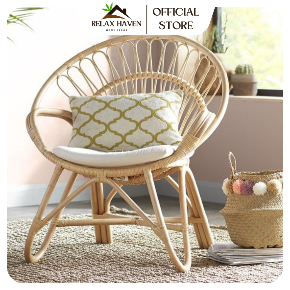 Ghế song mây đơn thư giãn 100% mây thật - Decor trang trí phòng khách, ban công sân vườn homestays/Relax Haven HCM