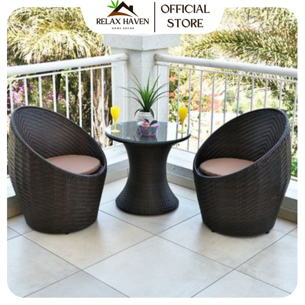 Bộ Ghế Trứng Giả Mây Cao Cấp Relax Haven Trang Trí Ban Công Sân Vườn, Phòng Khách, Quán Cafe, Bể Bơi/HCM