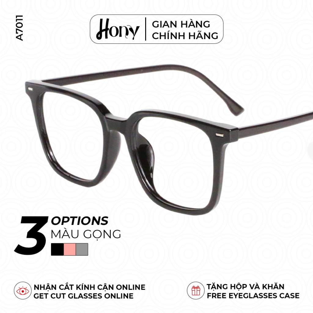 Mắt kính Unisex thời trang HONY - Gọng kính vuông acetate phong cách A7011