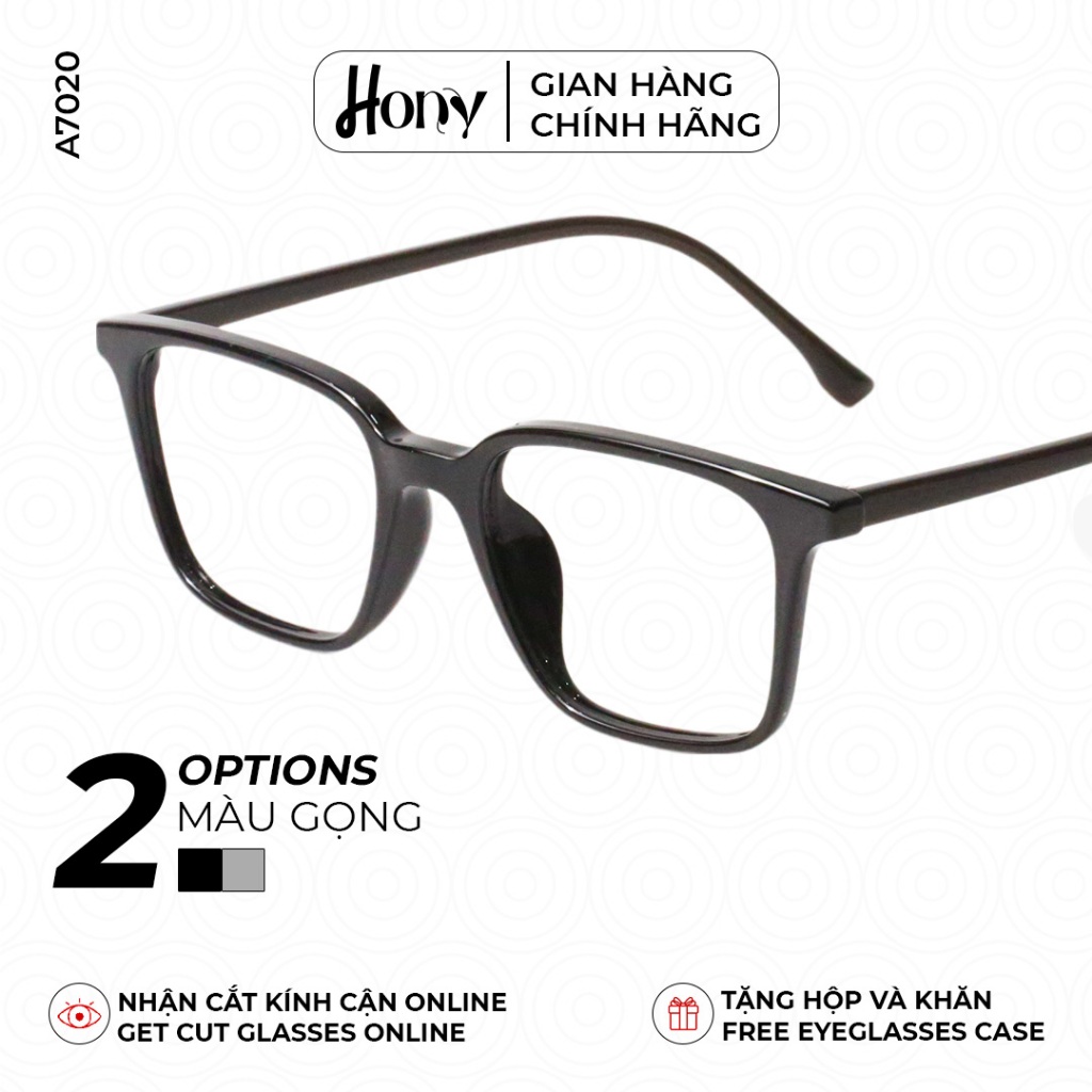 Mắt kính Unisex thời trang HONY - Gọng kính vuông TR90 cổ điển A7020