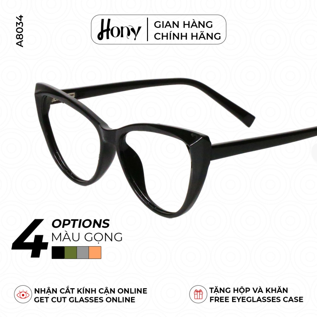 Mắt kính Nữ thời trang HONY - Gọng kính mắt mèo form lớn cá tính A8034