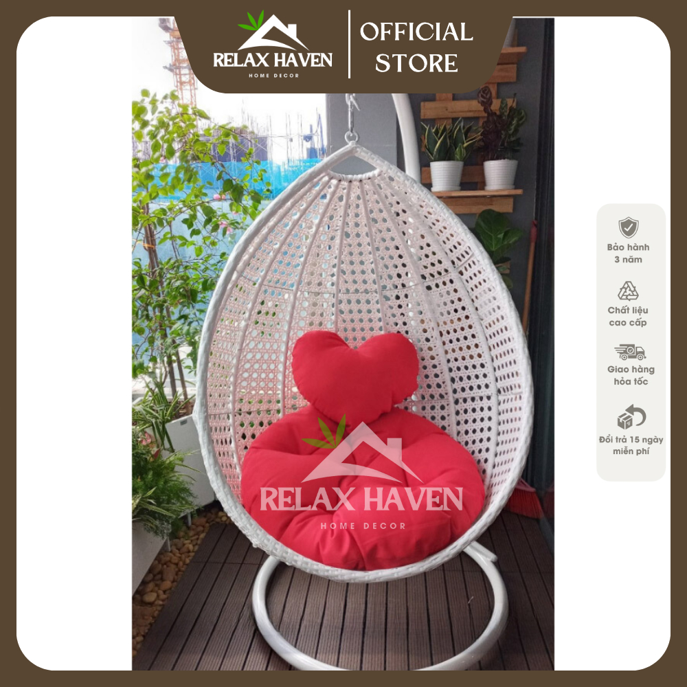Xích đu giọt nước thư giãn đan mắt cáo RELAX HAVEN Ghế giả mây trang trí ban công sân vườn phòng khách quán cafe