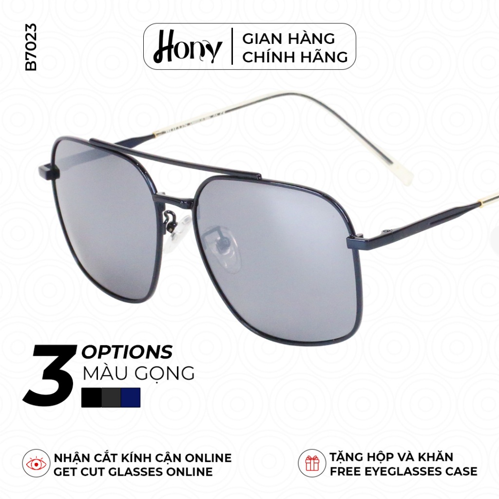 Kính râm Nam thời trang HONY, tròng xám viền kim loại sang trọng thời thượng B7023