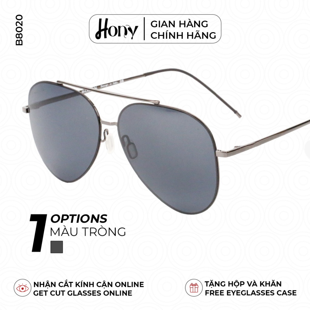 Kính râm Nam thời trang HONY, kim loại xám mảnh sang trọng B8020
