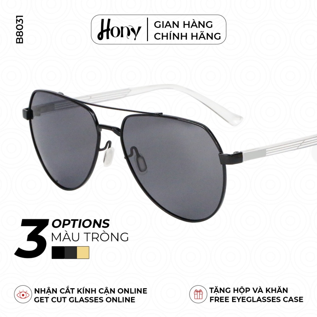 Kính râm Nam thời trang HONY, tráng xám thời trang viền đa dạng màu sắc B8031