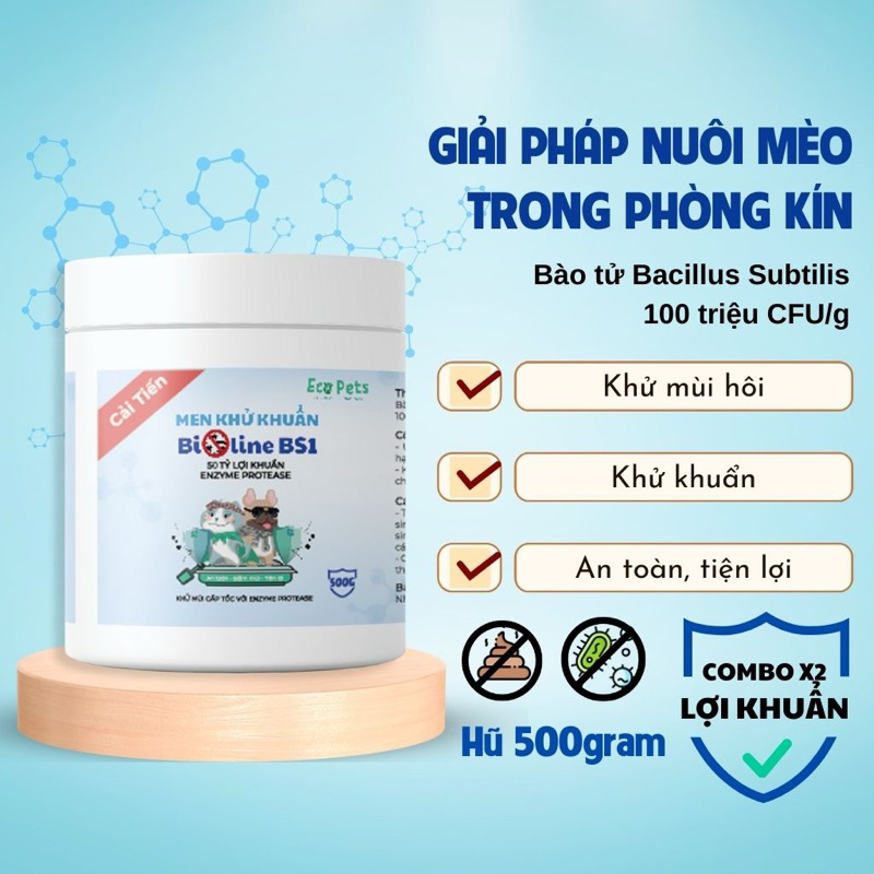 [500gr] Men khử khuẩn, khử mùi cát vệ sinh Bioline BS1 Ecoet cao cấp