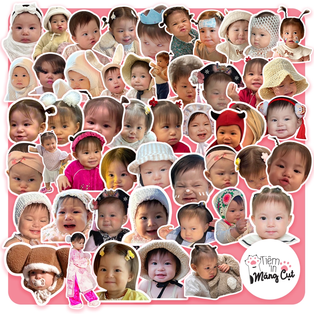 [pamyeuoi] Set 50 Stickers Pam Lúc Nhỏ Cute (Nhân Vật Nổi tiếng) Nhựa Chống Nước 100% Hàng Có Sẵn