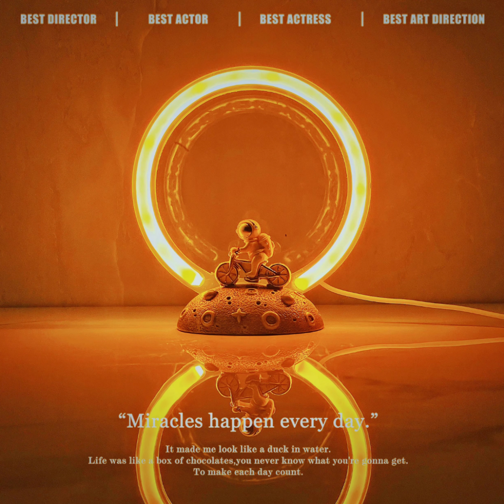 Vòng Đèn LED Hào Quang Phi Hành Gia Decor Phòng, Đèn LED Vòng Tròn Phong Cách Retro Kèm Nguồn Nhiều Màu LABY HOME