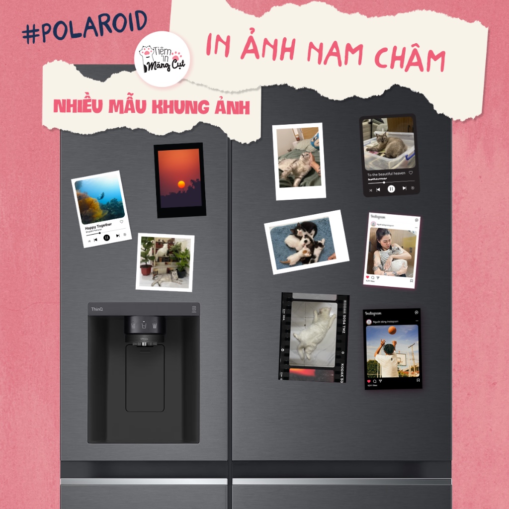 [Nhận in từ 3 ảnh] In Ảnh Nam Châm Polaroid Hít Tủ Lạnh In Theo Yêu Cầu