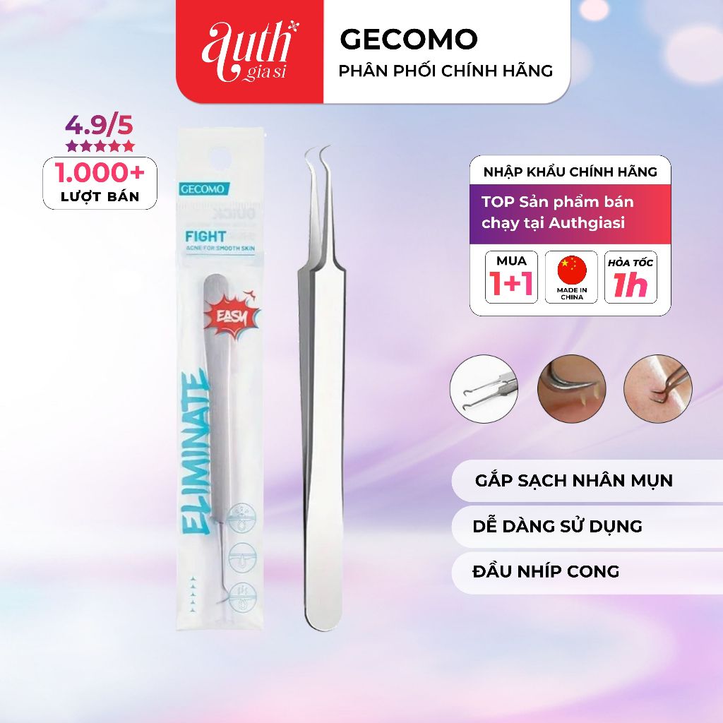Nhíp gắp mụn đầu cong GECOMO trắng XỊN, cao cấp, hiệu quả và an toàn cho da