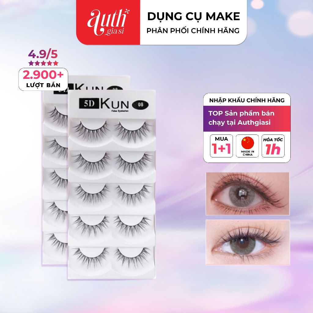 [CHÍNH HÃNG] Mi giả lông chồn siêu tự nhiên 5D KUN 5 đôi sợi mi tơi xịn tự nhiên dày dài cong