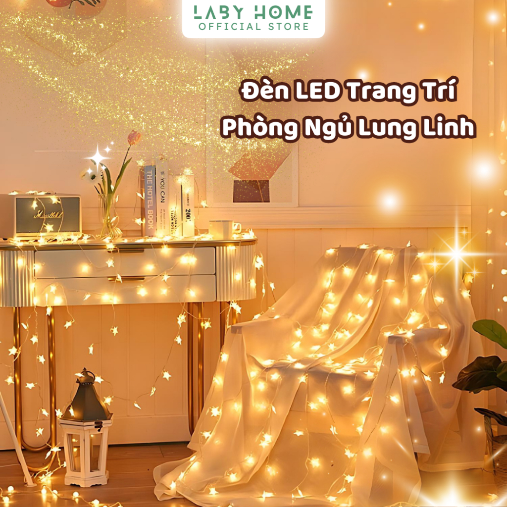 Đèn Dây Trang Trí Phòng Lung Linh Sử Dụng PIN & Cổng Cắm USB, Dây Đèn LED Decor Phòng Nhiều Kiểu Dáng Màu Sắc LABY HOME