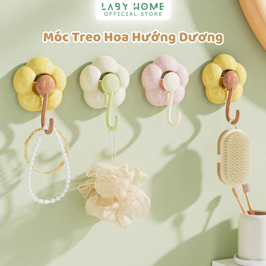 Móc Treo Hình Hoa Hướng Dương Kích Thước Lớn Decor Dán Đa Năng Nhiều Vị Trí, Móc Dán Tường Để Đồ Tiện Lợi LABY HOME