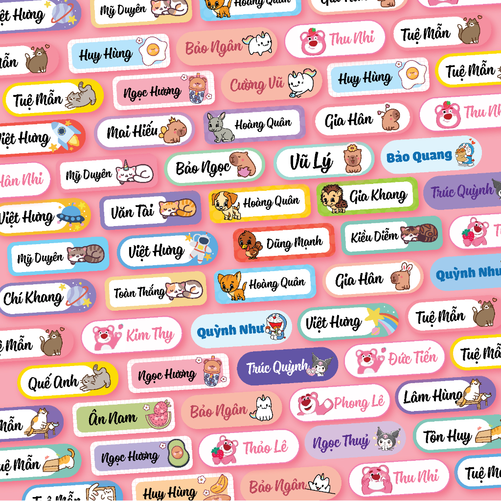 100 Sticker Tem Dán Decal Mini In Tên Bé Nhãn Tên Theo Yêu Cầu Có Chống Nước (3cm x 1cm)