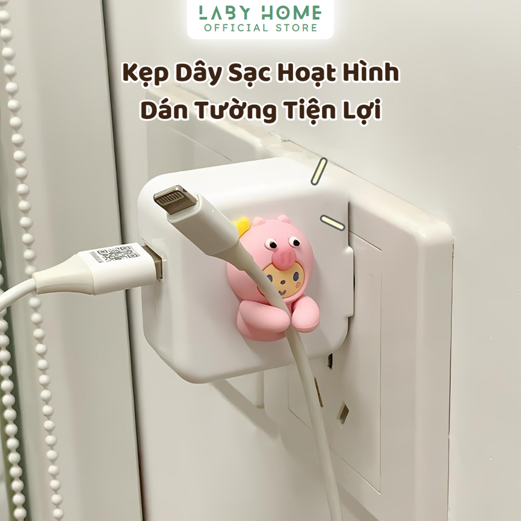 Set 2 Miếng Kẹp Dây Sạc Điện Thoại Họa Tiết Hoạt Hình Dễ Thương, Giá Đỡ Dây Sạc Điện Thoại iPad