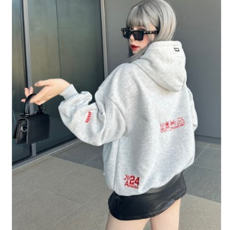 Áo Khoác Hoodie Zip Form Boxy Amadus Thêu Đắp Màu Nam Nữ Tay Phồng