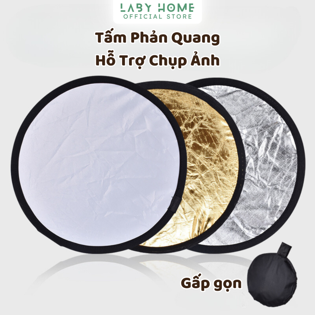 Miếng Hắt Sáng Gập Gọn Tán Sáng, Tấm Phản Quang Hỗ Trợ Chụp Ảnh Quay Video Màu Trắng Vàng LABY HOME