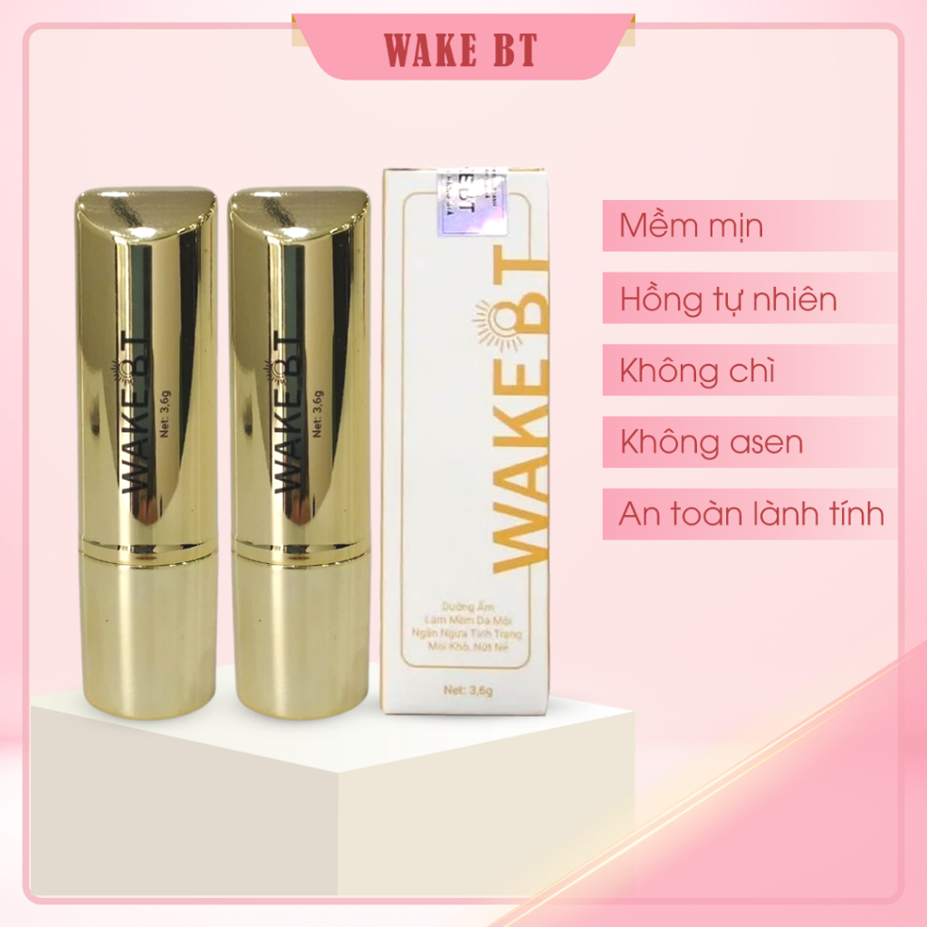 Combo 2 son Wake BT màu cam đất ngăn ngừa nứt nẻ giảm thâm, căng mọng, làm mềm, hồng tự nhiên an toàn 3.6g a07