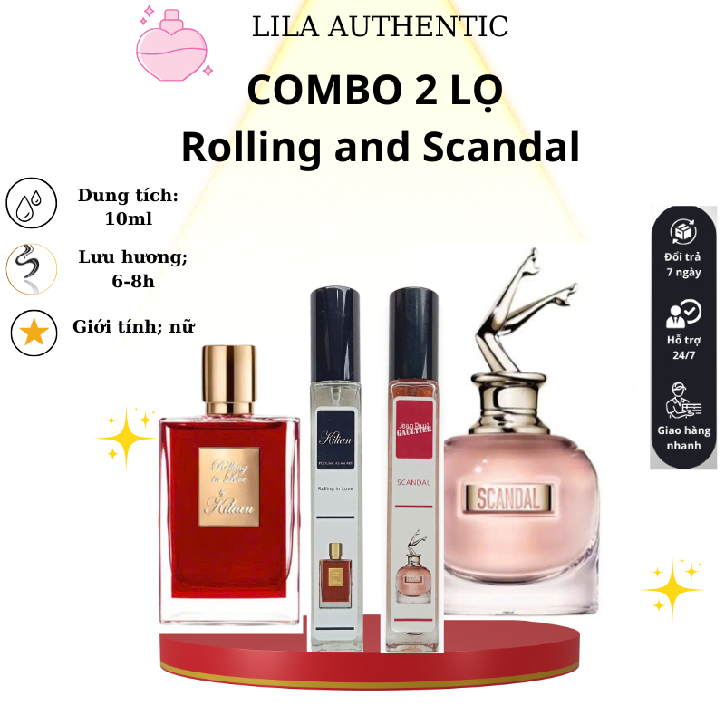 Combo 2 lọ nước hoa nữ, ROLLING IN LOVE và SCANDAL, chiết 10ml, sang trọng thanh lịch cá tính