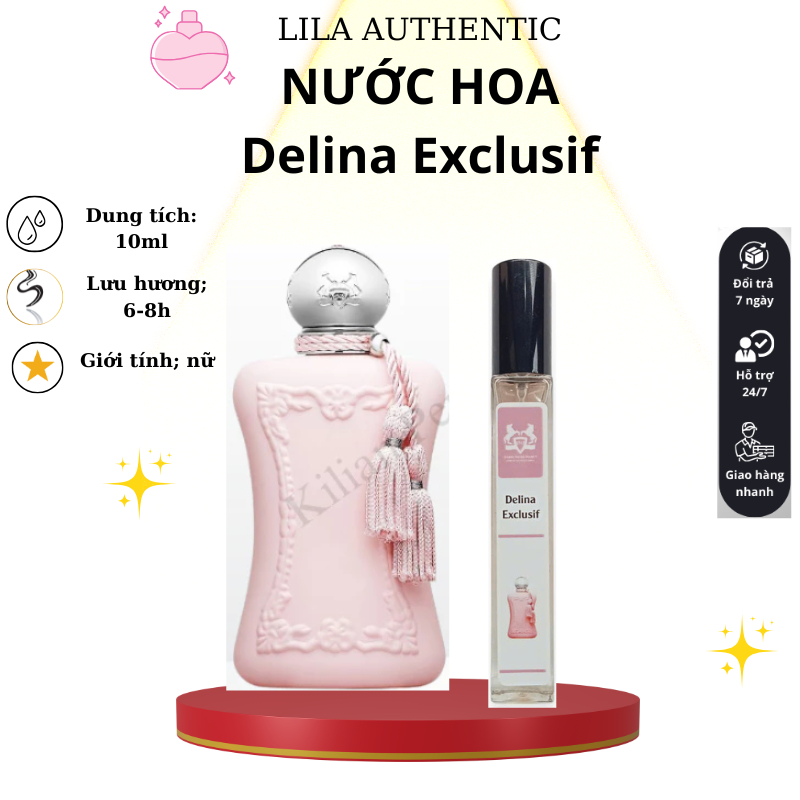 Nước hoa  Dllina Excllusif chiết 10ml  nước hoa nữ, phong cách tiểu thư, sang trọng, quyến rũ với hương cam,hoa hồng,